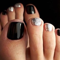 Cute Toe Nails, Pedicure Designs, Black Nail Designs, Super Nails, Toe Nail Designs