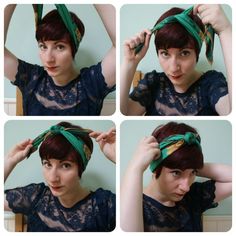 pixie and hair scarf | Found on seamlessblog.wordpress.com Wear A Headband, Hair Wrap Scarf, Short Hair Pixie Cuts, Pixie Styles, Hair Wraps