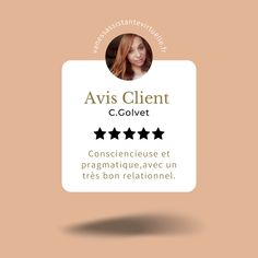 a woman's profile with five stars in front of her and the words avas client