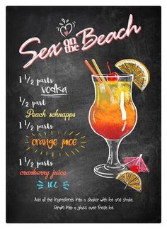 a chalkboard menu for a beach drink