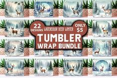 the lumber wrap bundle includes deer, pine trees and snow