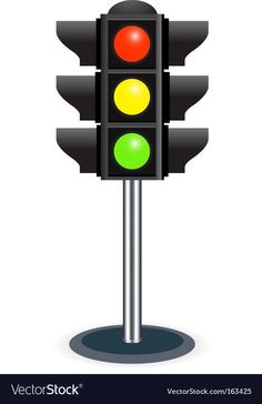 a traffic light with green and red lights on the pole in front of white background