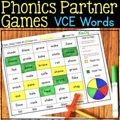 the phonics partner games vce words are great for beginning and ending sounds