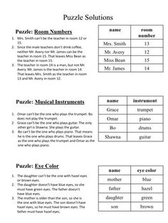 the puzzle solution worksheet for students to solve their problems with puzzles and numbers