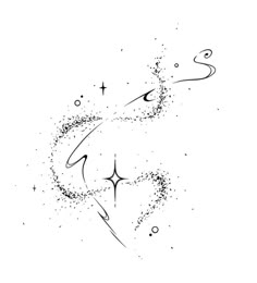 a black and white drawing of a woman's face with stars in the background