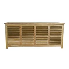 the sideboard is made out of wood and has shutters on each side, along with