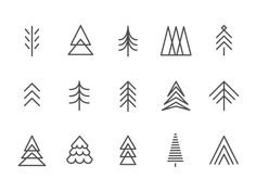 the different types of trees are shown in this set, including one that is black and white