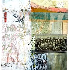 mixed media collage with various images and words