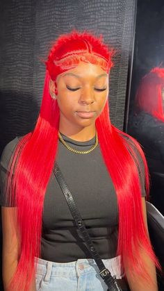 Red Wig Outfit Ideas, Wig Hairstyles Red, Red Middle Part Wig, Ginger Wig Hairstyles, Red Wig Hairstyles, Frontal Wigs Styles, Red Wig Hairstyles For Black Women, Red Wig Styles, Red Wig Install