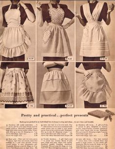 an old fashion magazine with different types of aprons