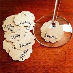 wine glass and coasters with names on them