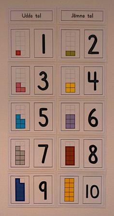 the numbers are arranged in different colors and shapes