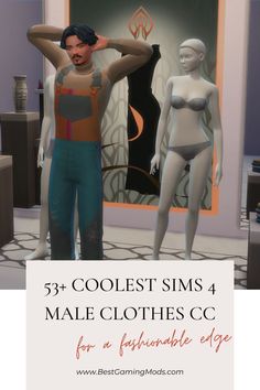 the male and female mannequins are standing next to each other