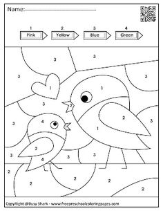 the color by number worksheet with two birds