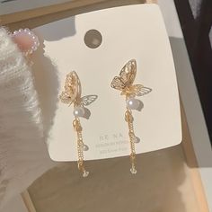 14k Gold Plated Jewelry, Cute Stud Earrings, Fairy Fashion, Vintage Party, Stylish Earring, Korea Fashion, Butterfly Earrings