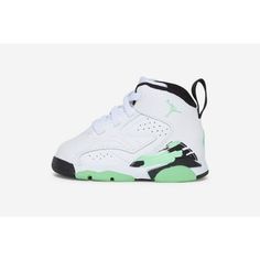 Toddler's Jordan MVP White/Green Glow-Black Size: 8.  Gender: unisex. Baby Jordans, Toddler Nikes, Girls Shoes Sneakers, Baby Nike, Baby Shoe Sizes, Toddler Sneakers, Toddler Girl Shoes, Baby Sneakers, Kids Jordans