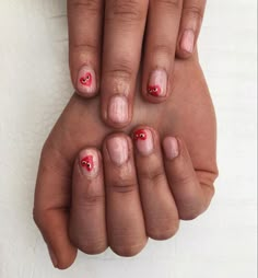 Short Nails Art Red, Short Male Nail Designs, Men’s Valentines Nails, Minimalistic Short Nails, Gel Nails For Men, Valentines Day Nails Men, Simple Male Nail Designs, Masc Valentine Nails