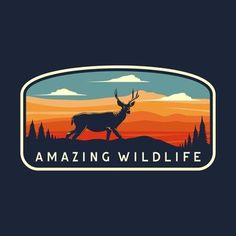 the logo for an outdoor wildlife park, featuring a deer and sunset in the background