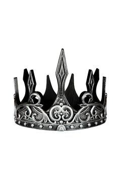 Medieval Crown, Silver/Black - A. Dodson's Prom Party Decorations, Halloween Antiques, Medieval Crown, King And Queen Crowns, Fantasy Crown, Male Crown, Crown Decor, Crown Silver, Role Play Costume