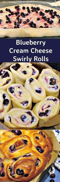 blueberry cream cheese swirly rolls are ready to be baked in the oven and eaten