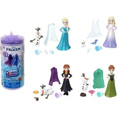 the frozen princess figurines are all in different styles and colors, including snow queen