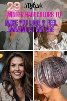 Style and confidence come together with chic winter colors that are perfect for mature women! #LookAmazing #WinterHairColor #Over50Style Best Winter Hair Color, Choppy Shag Hairstyles Medium, Cherry Wine Hair Color Burgundy, Winter Hair Colors, Gray Balayage, Winter Hair Color Ideas