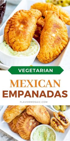 mexican empanadas are served on white plates