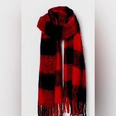 H&M Scarf Red And Black Plaid Perfect For This Weather 100% Polyester New With Tags Winter Hat And Scarf, H M Accessories, Black Scarf, Red And Black Plaid, Black Plaid, Red And Black, Scarf Wrap, Cold Weather, Black Red