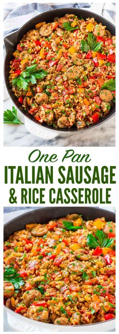 one pan italian sausage and rice casserole with basil