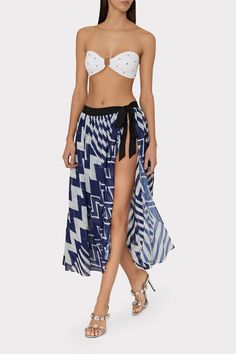 Add a pop of print to your poolside look with our sheer patchwork Chevron print cover-up that can be worn multiple ways. It’s cut from a luxe, fast-drying chiffon fabric, so you can head straight from the beach to sunset cocktails. Wear it over our coordinating chevron print swimwear. Sheer Patchwork, Chevron Skirt, White P, Print Swimwear, Maxi Dress Cocktail, Denim Coat Jacket, Chevron Print, Denim Coat, Sweater And Shorts