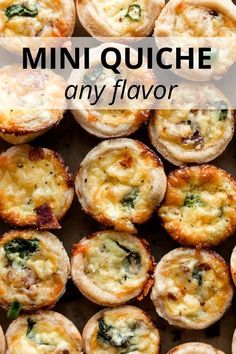 mini quiches with cheese and spinach on top