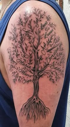 a man with a tree tattoo on his shoulder