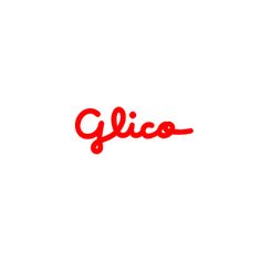 the word glico written in red ink on a white background