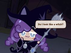 a cartoon witch holding a wand and wearing a hat with the words do i look like a witch?