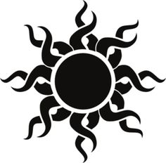 a black and white drawing of a sun