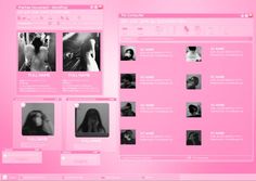 a pink web page with multiple images on it