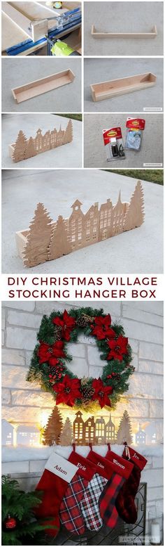 diy christmas village step - by - step instructions to make a holiday stocking box