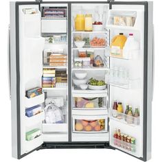 an open refrigerator filled with lots of food