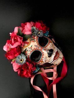 Day Of The Dead Mask Designs, Masquerade Mask Women, The Mask Costume, Mexican Day Of The Dead, Mexican Mask, Art Mask