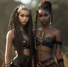 two women with dreadlocks standing next to each other