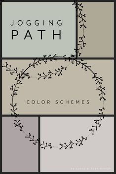 the cover for jogging path color scheme is shown in four different colors and sizes