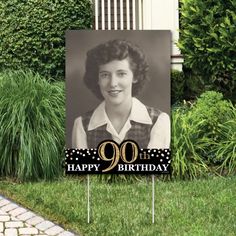 PRICES MAY VARY. Custom Adult 90th Birthday - Gold Party Photo Yard Decoration INCLUDES a custom outdoor yard sign and 2 sturdy stakes for displaying. PERFECT FOR ANY LOCATION! Custom Adult 90th Birthday - Gold Yard Sign SIZE 17 inches wide x 23 inches tall. 90th birthday yard decor is an easy way to decorate for a birthday party. Display at home or any party venue - Both adults and kids will love these Adult 90th Birthday - Gold party supplies. CUSTOM PARTY SUPPLIES: Simply click "Customize Now Party Photo Decorations, Outdoor Birthday Party Decorations, Grandmas Birthday Party, 80th Birthday Party Decorations, Photo Decorations, 90th Birthday Decorations, Diy Halloween Dekoration, 80th Birthday Decorations, 90th Birthday Parties