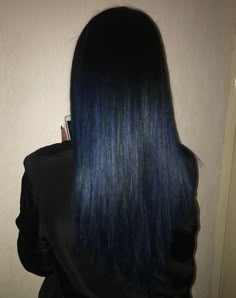 Moonlight Blue Hair, Dark Blue Underneath Hair, Blue Hair Without Bleach, Dyed Dark Hair, Blue Purple Pink Hair, Navy Blue Highlights, Hair Color Dark Blue, Purple Pink Hair