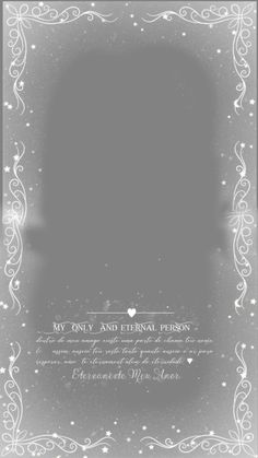 a silver and white wedding card with the words, my only and eternal person