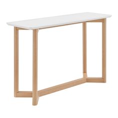 a white table sitting on top of a wooden frame