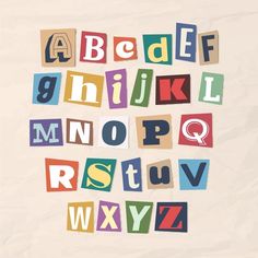 the alphabet is made up of different colored blocks and letters that spell out the letter