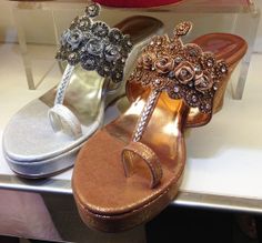 Rosette Metallic Toe Ring Wedge at Gossip Shoes in Mumbai, Palladium Mall, old Phoenix Mills Phoenix