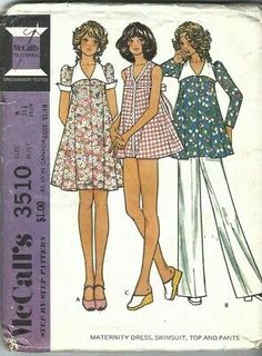 McCall's Patterns No. 3510. Details: Misses' Maternity Dress or Tunic Top, Pants and. Size 8, Bust 31.5". Swimsuit Pants, 70s Mode, Maternity Sewing, Vintage Maternity, Dress Swimsuit, Patron Vintage, Pants Sewing Pattern, Vintage Dress Patterns, Mccalls Sewing Patterns