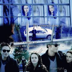 the twilight saga movie poster with two people and a car in front of some windows