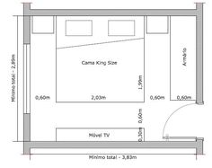 a floor plan for a bedroom with the measurements